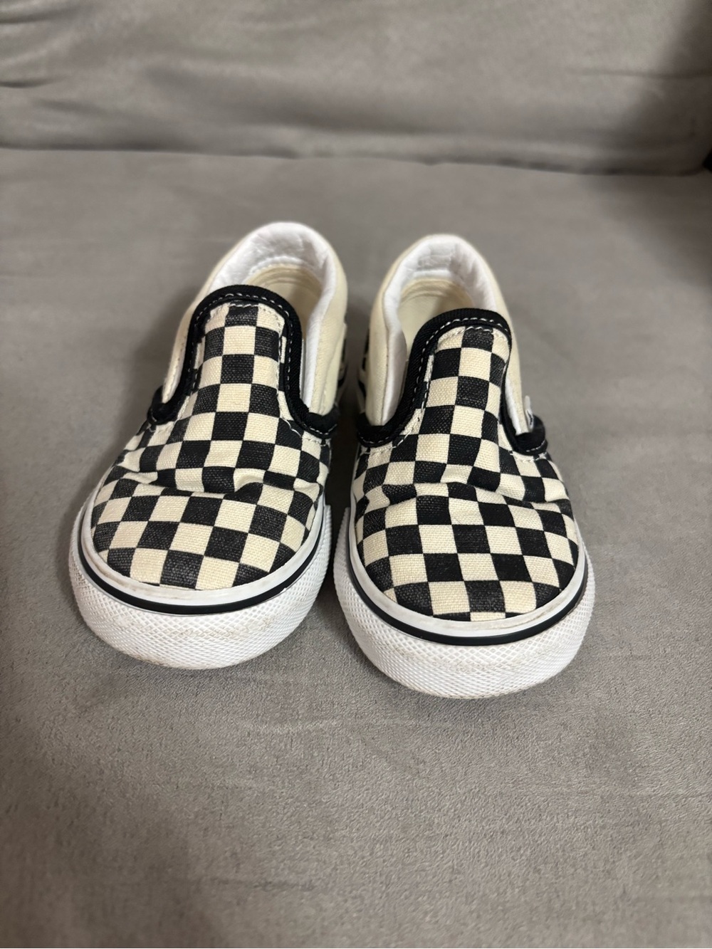 Toddler Slip-On Checkerboard Sneakers - Black and White